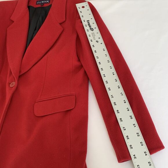 JG Hook Blazer Jacket Women 14 Red Wool Cashmere Holiday Christmas Glam VTG - Picture 10 of 11